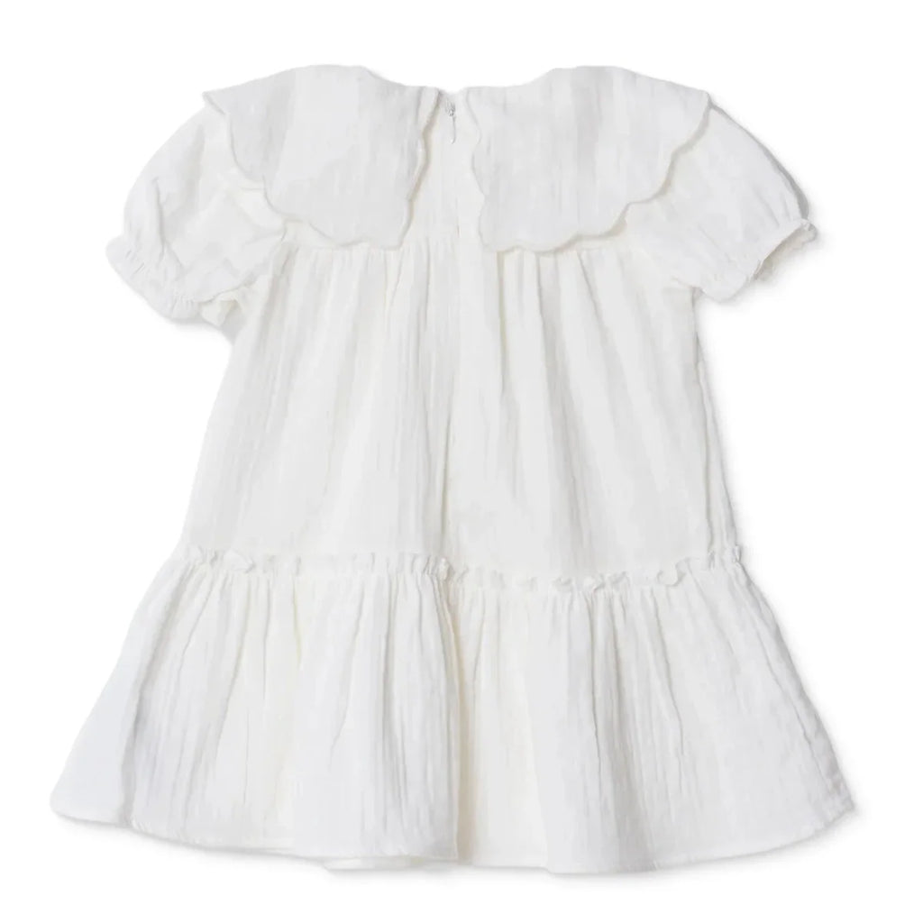 HelloBaby Short Sleeve Muslin Baby Dress (6-9 Months to 4-5 Years) - Ecru