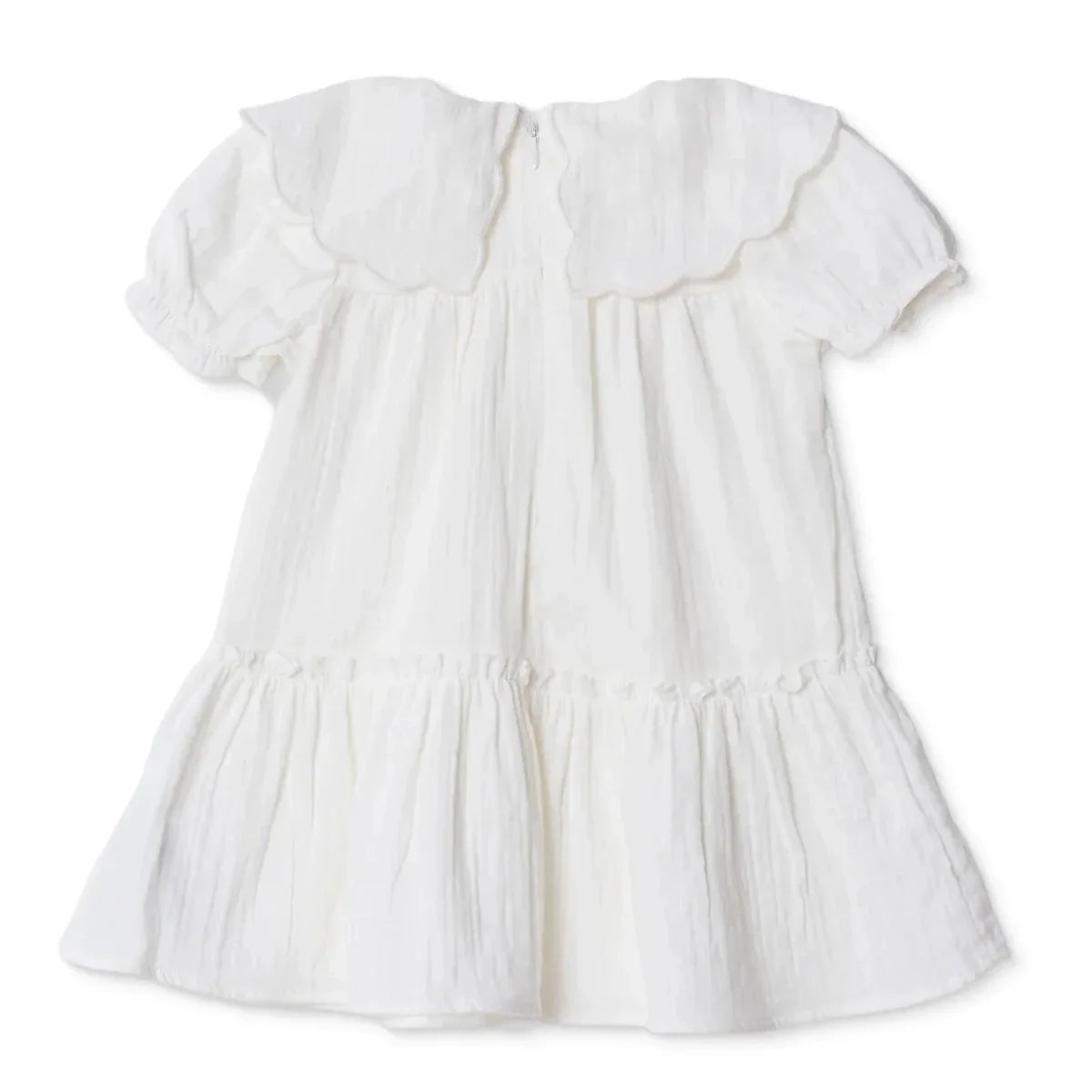 HelloBaby Short Sleeve Muslin Baby Dress (6-9 Months to 4-5 Years) - Ecru