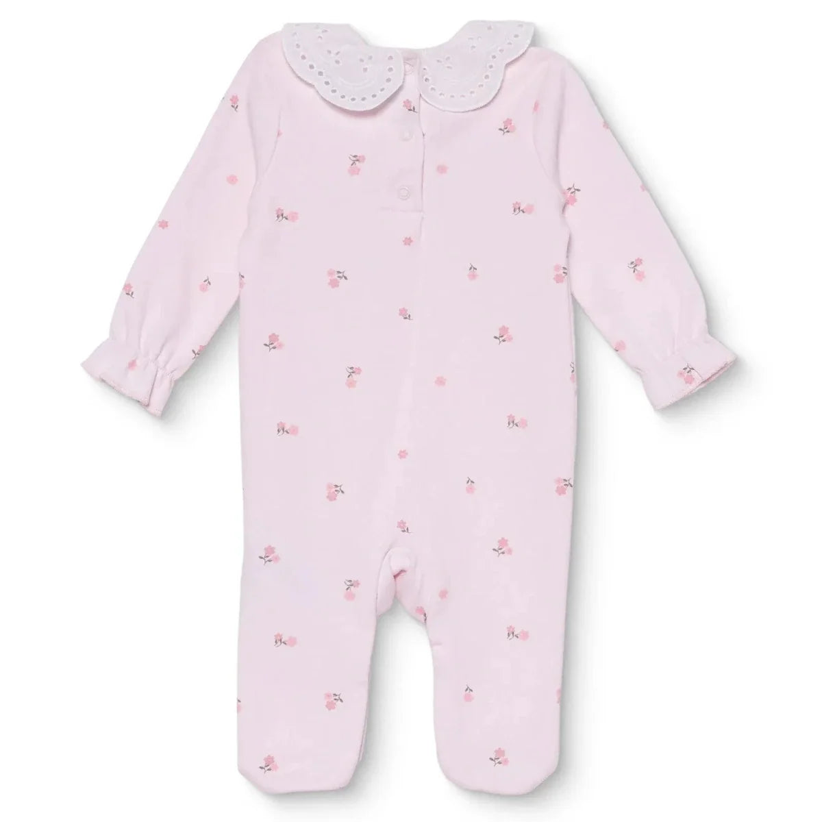 HelloBaby Floral Print Lace Collar Footed Baby Sleepsuit (Newborn to 6-9 Months) - Pink