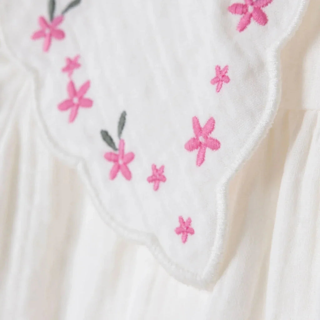 HelloBaby Short Sleeve Muslin Baby Dress (6-9 Months to 4-5 Years) - Ecru
