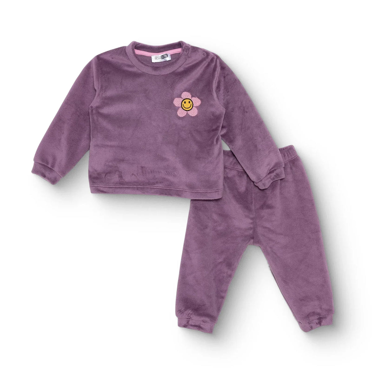 HelloBaby Velour Long Sleeve Baby Pyjama Set (3-6 Months to 4 Years)