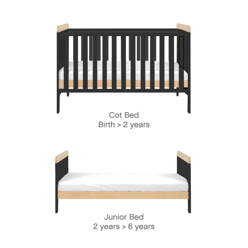 Tutti Bambini Rio Cot Bed with Cot Top Changer & Mattress - Slate/Honey Oak