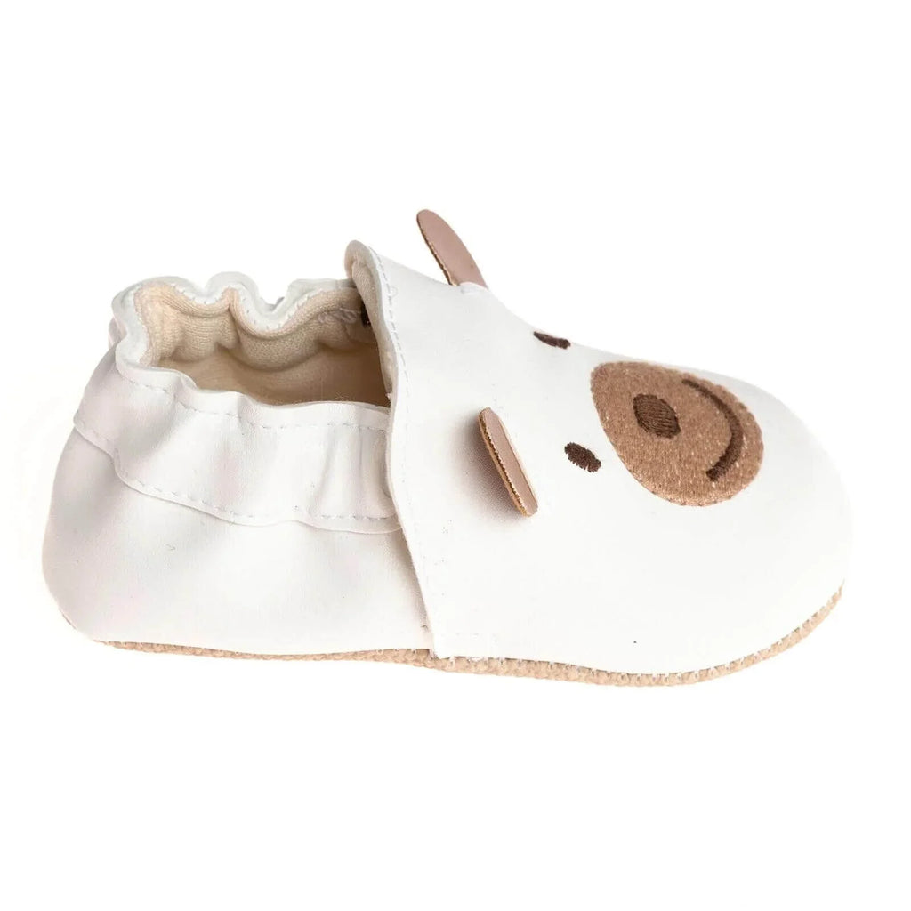 Papulin Unisex Bear Patterned Booties - White