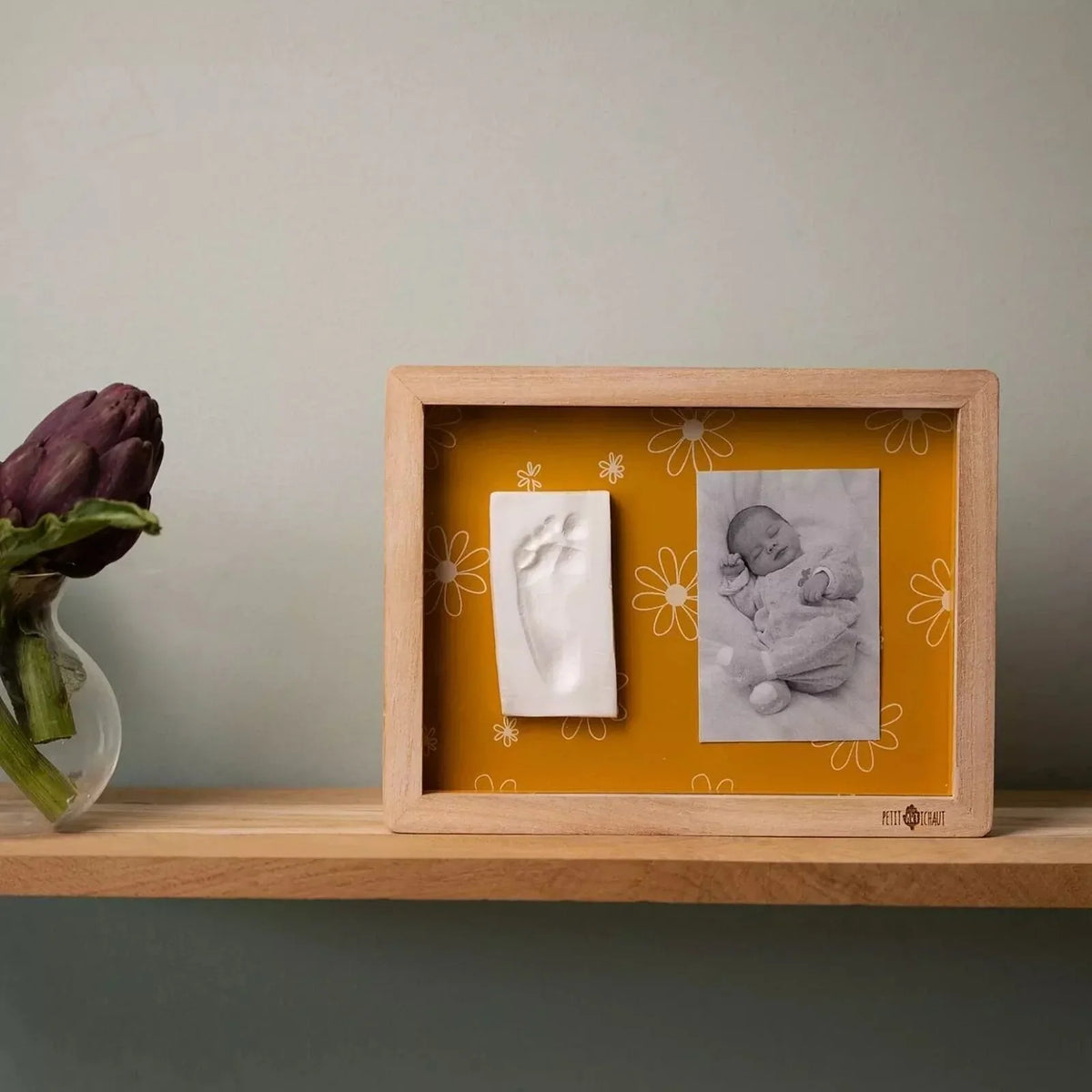 Petit Artichaut Classic Frame with Hand & Foot Imprints - Daisy Ochre