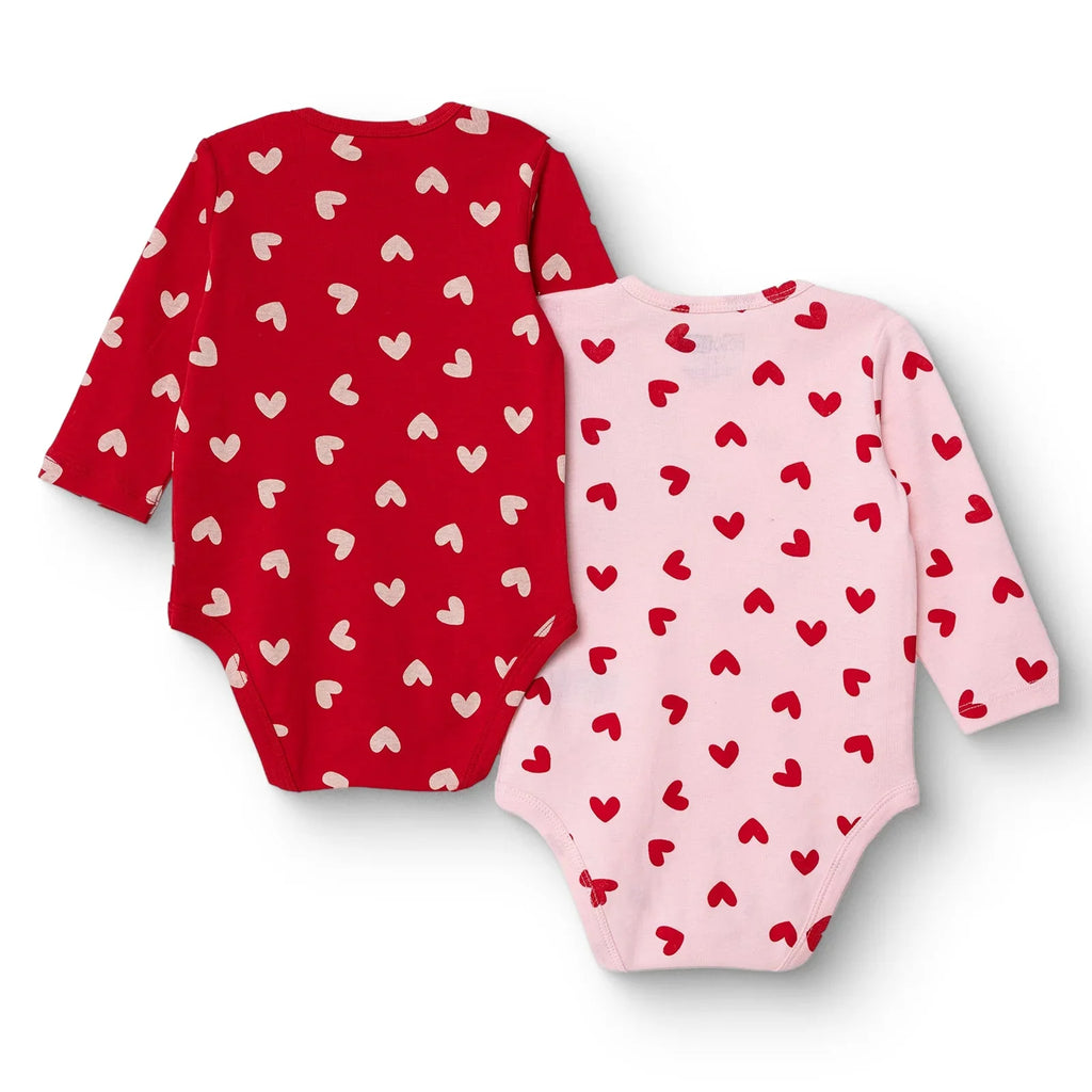HelloBaby 2 Pack Heart Print Long Sleeve Baby Bodysuits (1-3 Months to 2-3 Years)