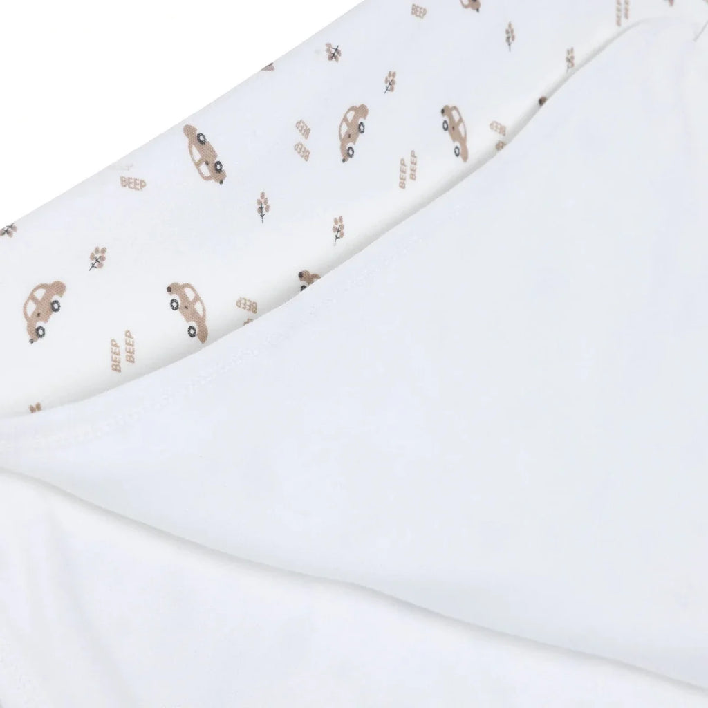 Bebecix Car Print Jersey Baby Blanket (80 x 90 cm) - Ecru