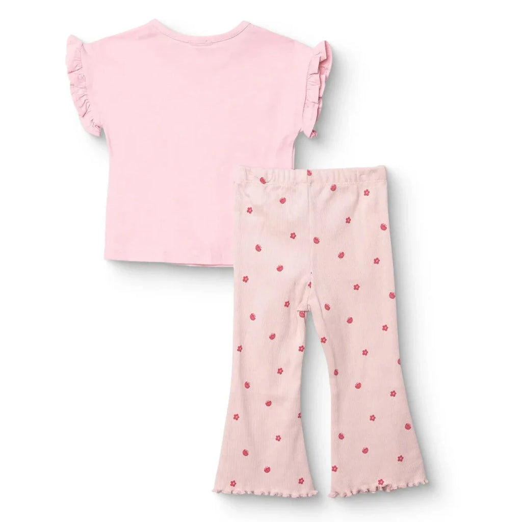 HelloBaby Short Sleeve Ribbed Baby Top & Leggings Set (6-9 Months to 4-5 Years) - Pink