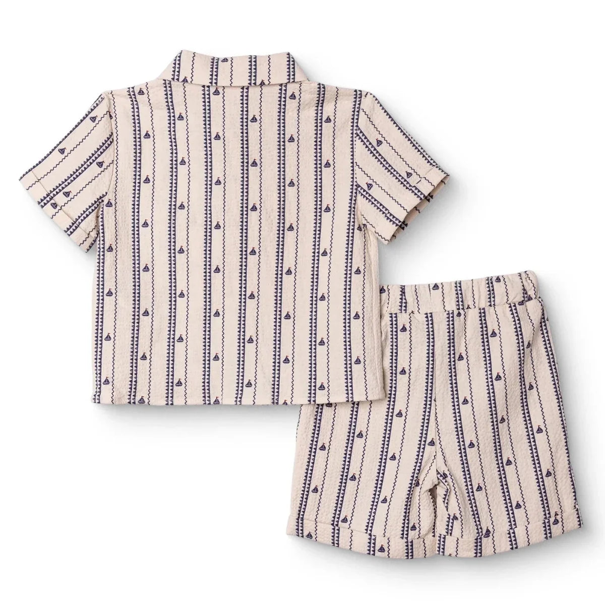 HelloBaby Short Sleeve Muslin Baby Shirt & Shorts Set (6-9 Months to 3-4 Years) - Ecru Printed