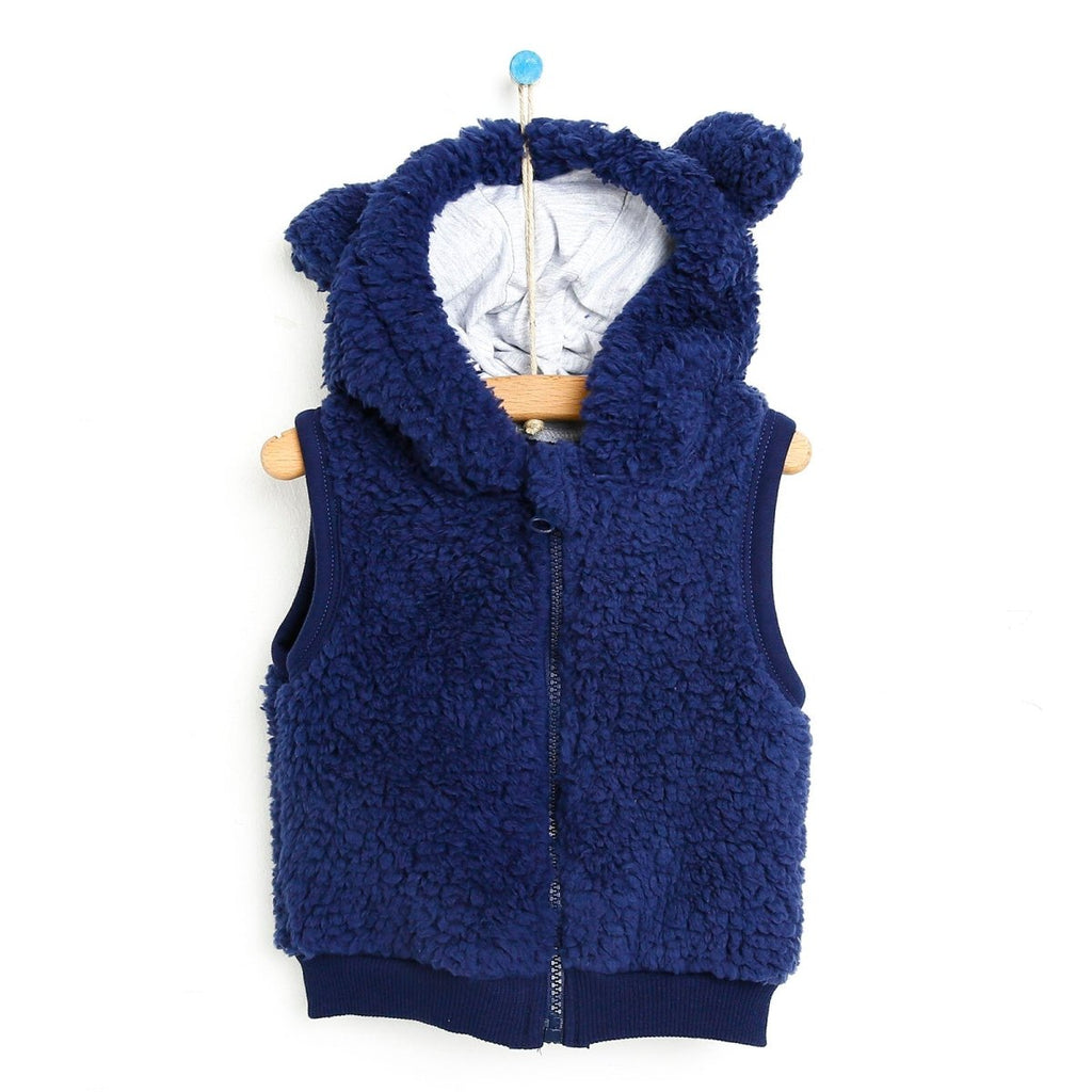 BabyZ Space Print Hooded Ear Detail Soft Fleece Baby Gilet (6 Months to 4 Years)
