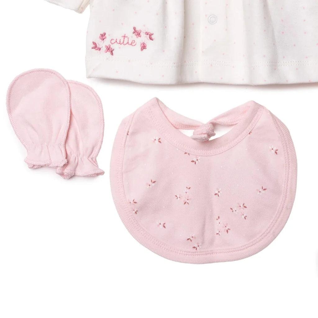 Bebetto 5 Piece "Cutie" Embroidered Baby Hospital Bag Set on a Hanger (Newborn) - Pink