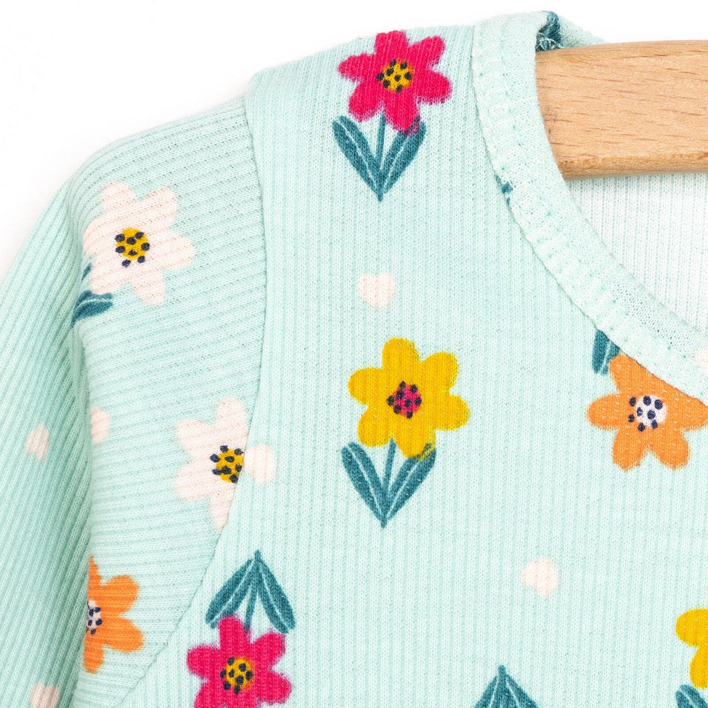 HelloBaby Floral Motif Ribbed Long Sleeve Baby Pyjama Set (6 Months to 4 Years)