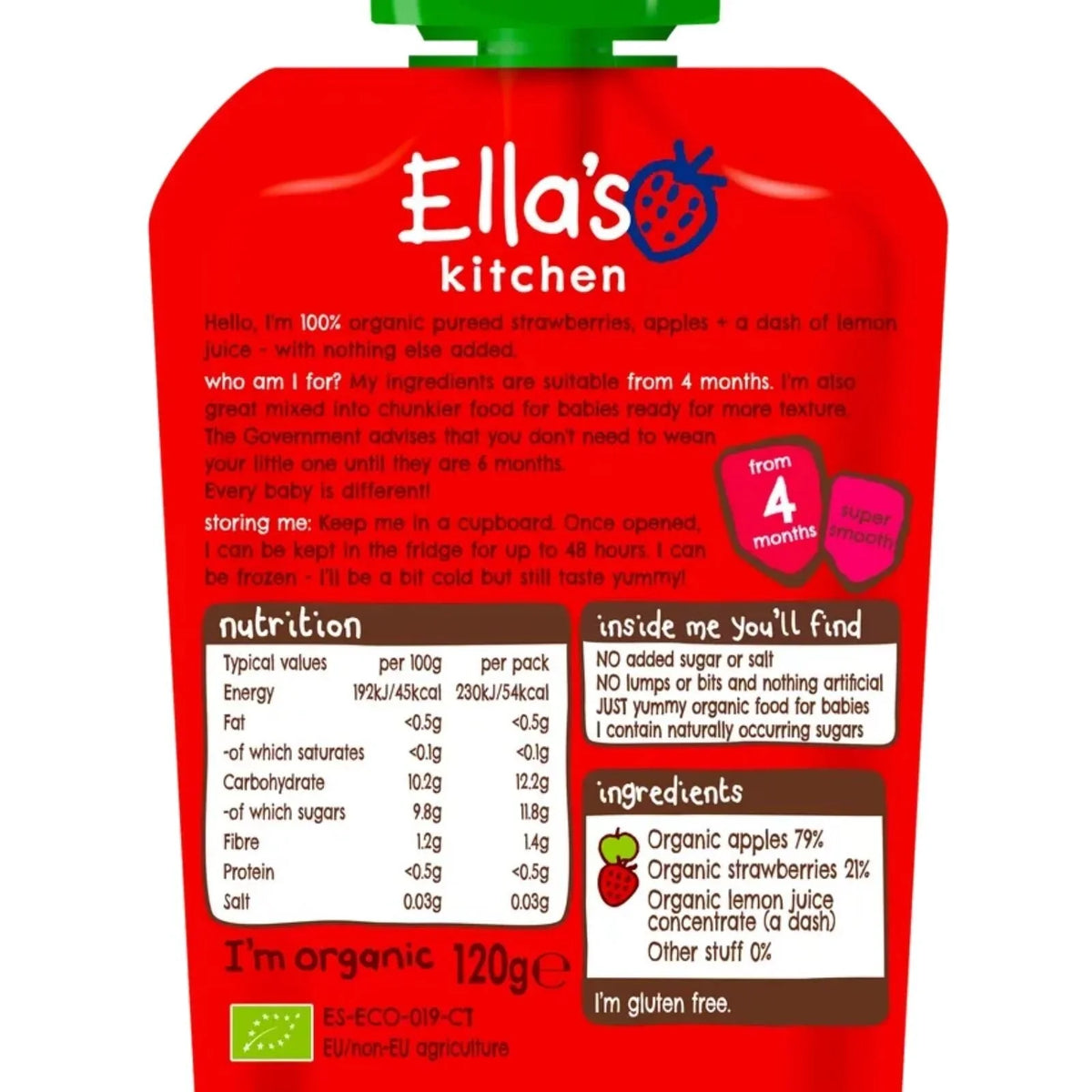 Ella's Kitchen Strawberries & Apples 4+ months 120g