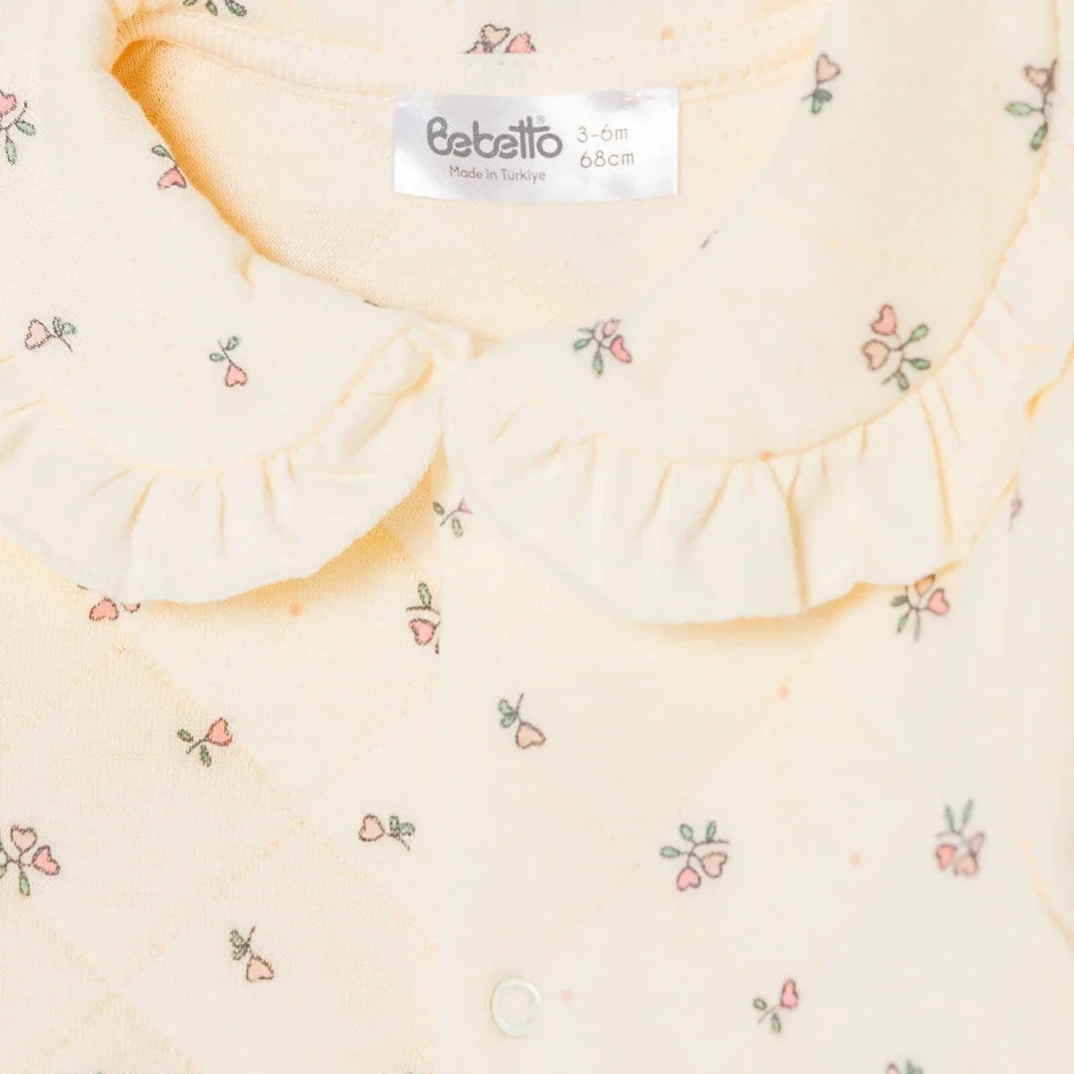 Bebetto Quilted Long Sleeve Baby Sleepsuit with Feet (Newborn to 6-9 Months) - Ecru