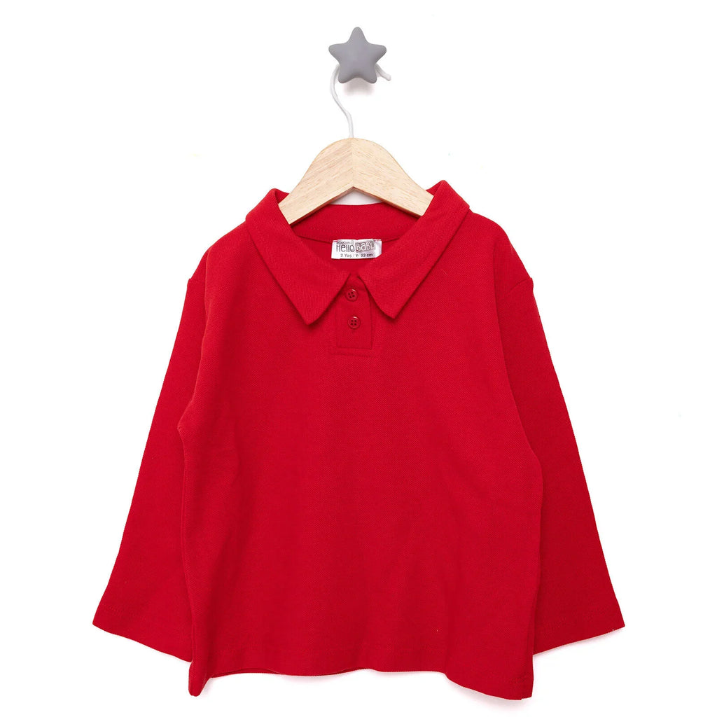 HelloBaby Polo Collar Long Sleeve Pique Baby T-Shirt (9 Months to 5 Years)