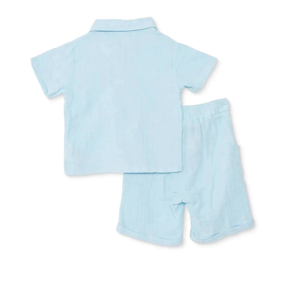 HelloBaby Turn-Up Muslin Baby Shirt & Shorts Set (6-9 Months to 4-5 Years) - Blue
