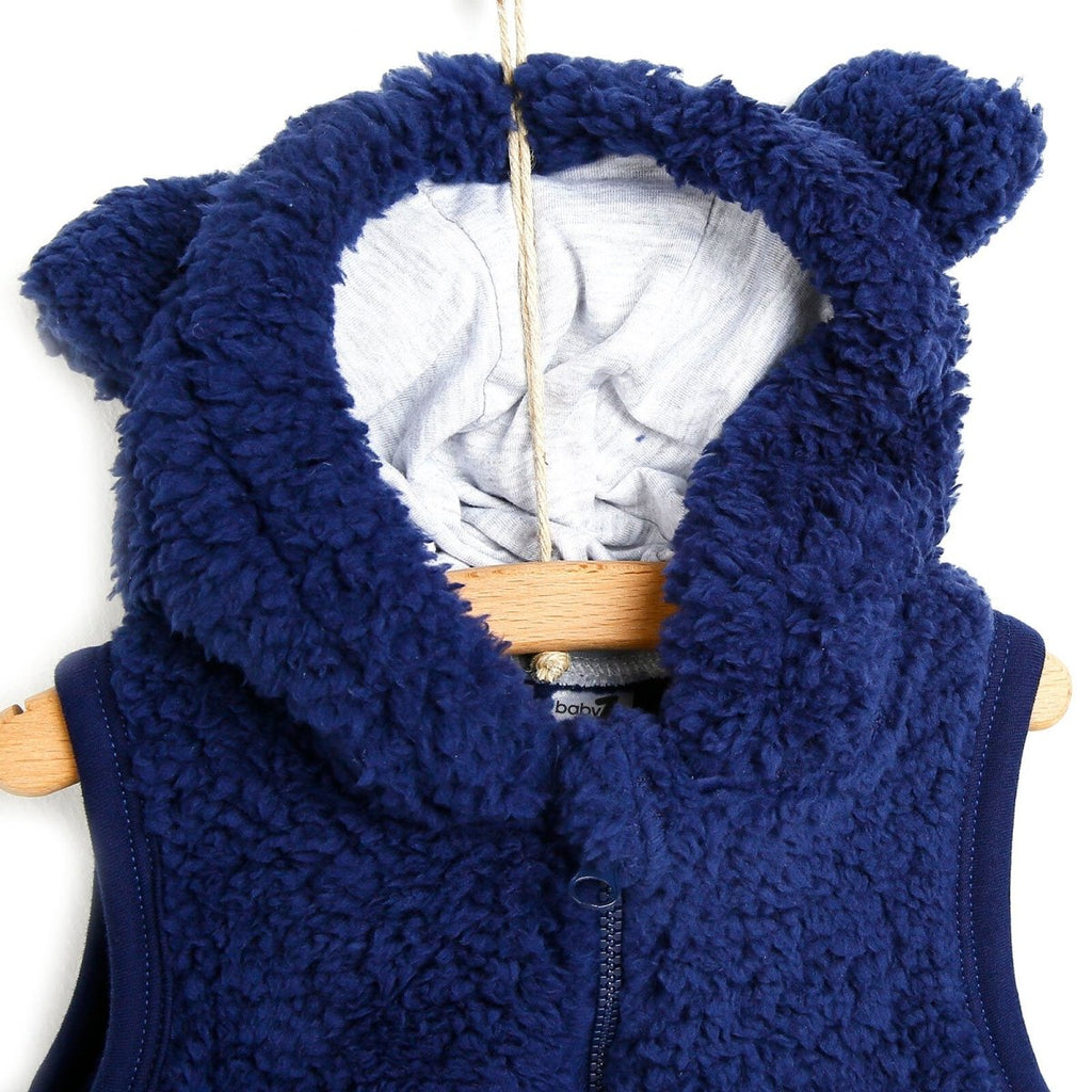 BabyZ Space Print Hooded Ear Detail Soft Fleece Baby Gilet (6 Months to 4 Years)