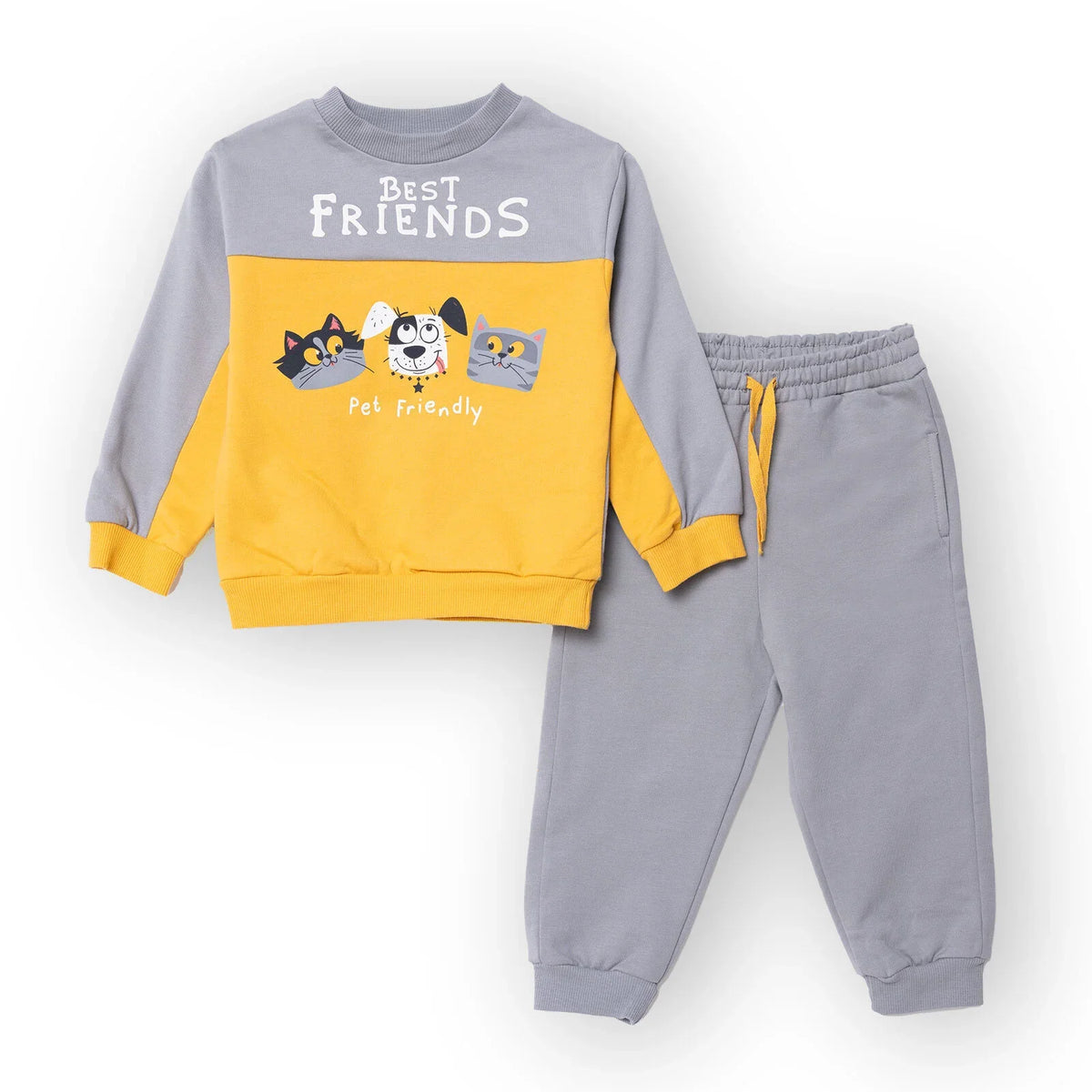 HelloBaby "Best Friends" Slogan Brushed Baby Sweatshirt & Joggers Set (3-6 Months to 4-5 Years)