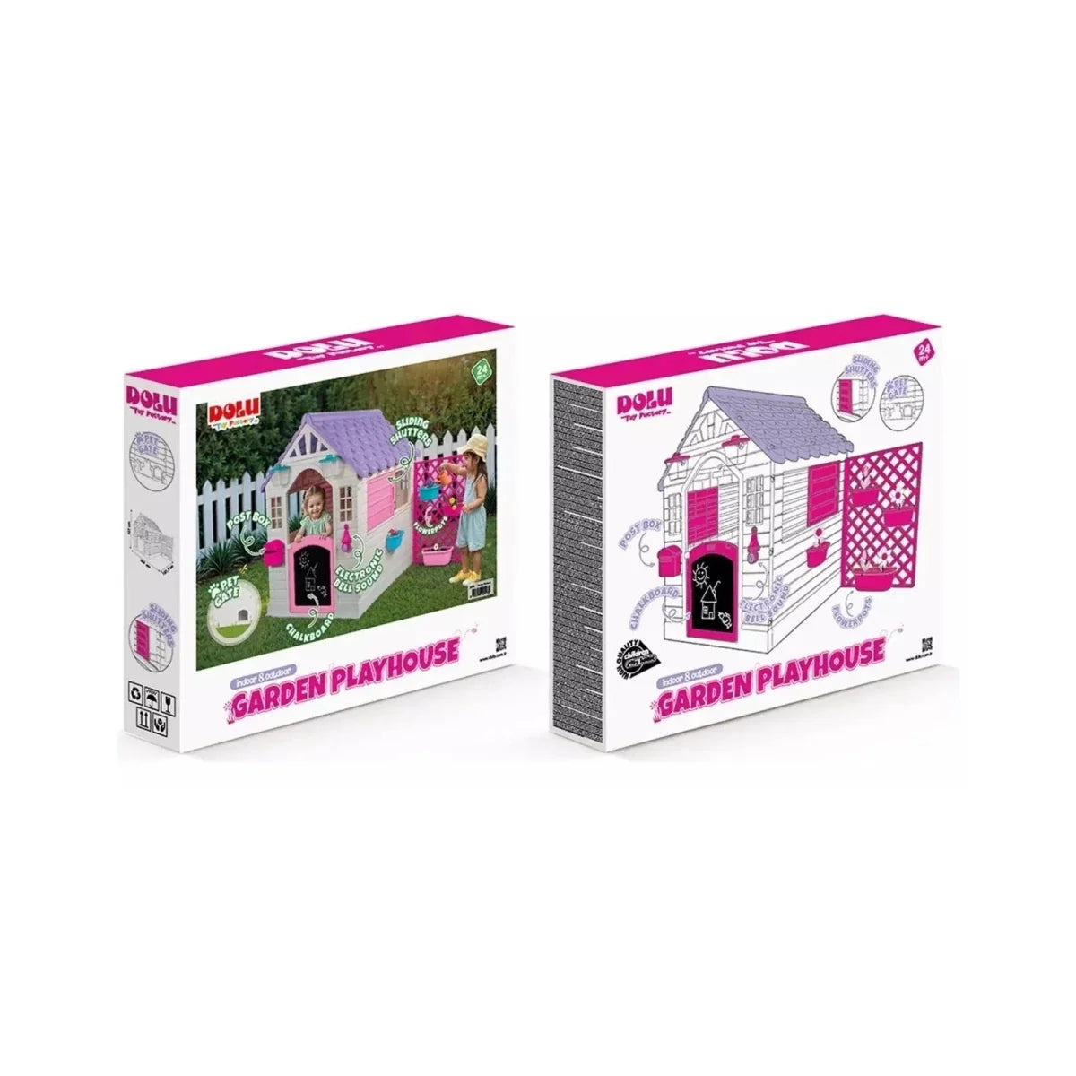 Dolu Deluxe Garden Playhouse with Fence – Pink