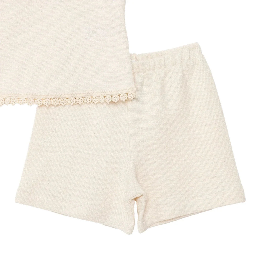HelloBaby Sleeveless Jacquard Baby Top & Shorts Set (6-9 Months to 4-5 Years) - Ecru
