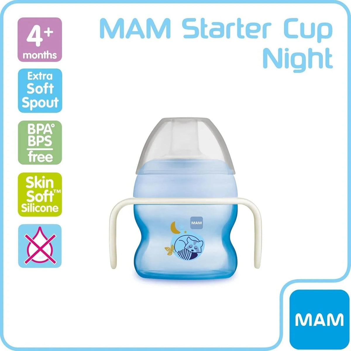 MAM Starter Cup & Glow with Handles 150ml - Blue