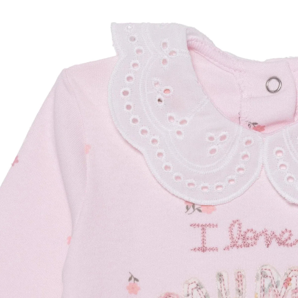 HelloBaby Floral Print Lace Collar Footed Baby Sleepsuit (Newborn to 6-9 Months) - Pink