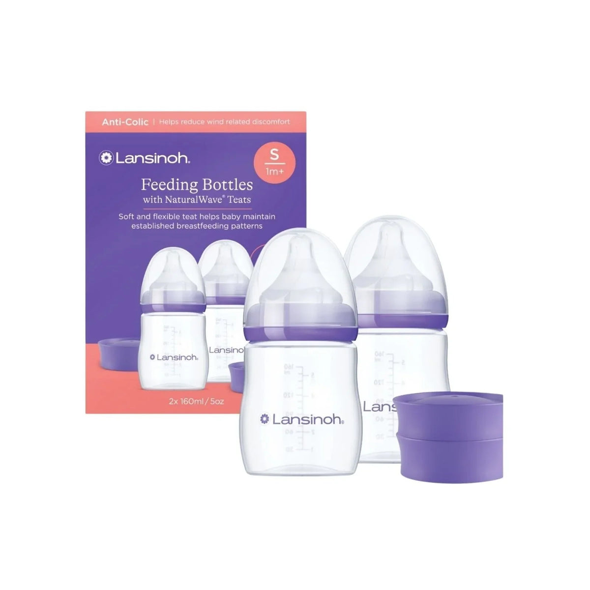 Lansinoh Feeding Bottles with NaturalWave Teats 160ml Pack of 2