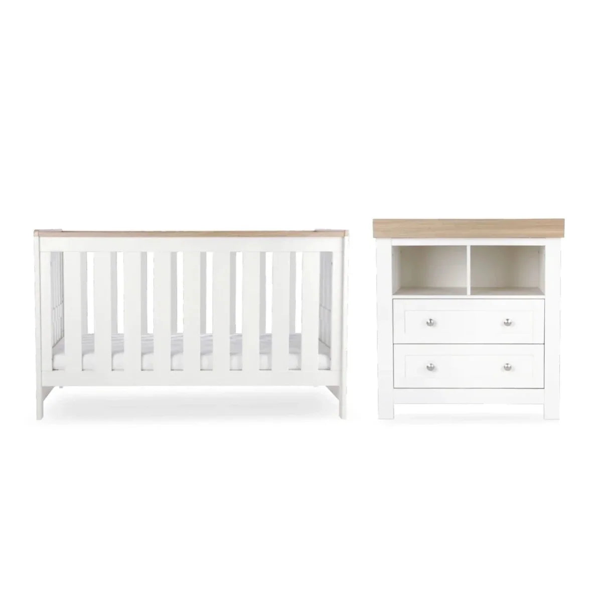 CuddleCo Burford 2 Piece Nursery Furniture Set - White/Oak