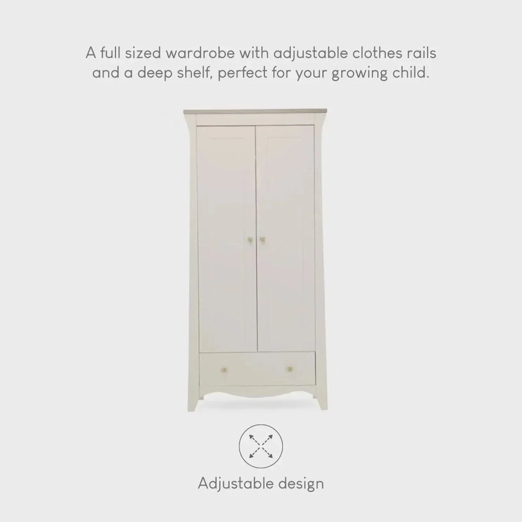 CuddleCo Clara 2 Door Nursery Wardrobe - Cashmere & Ash