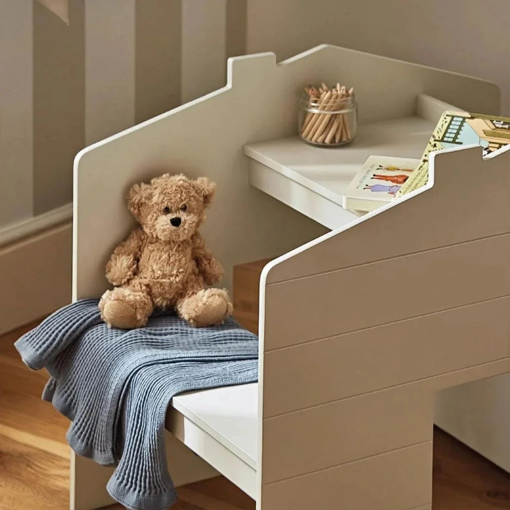 CuddleCo Play House Storage Desk with Bench - Pebble