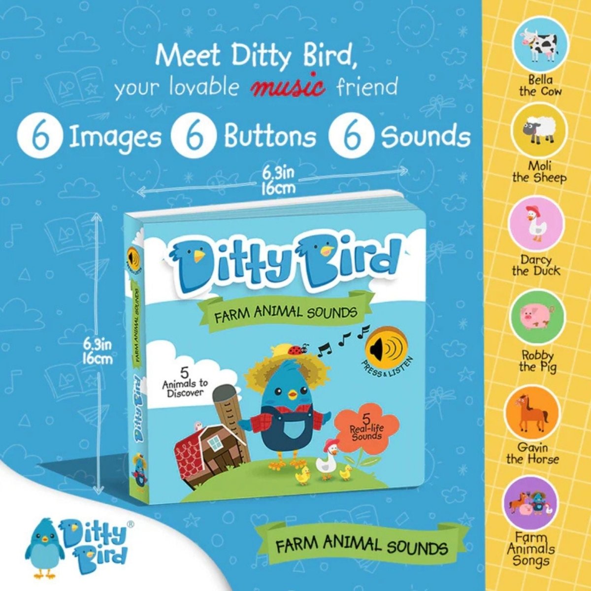 Ditty Bird Farm Animal Sounds Book