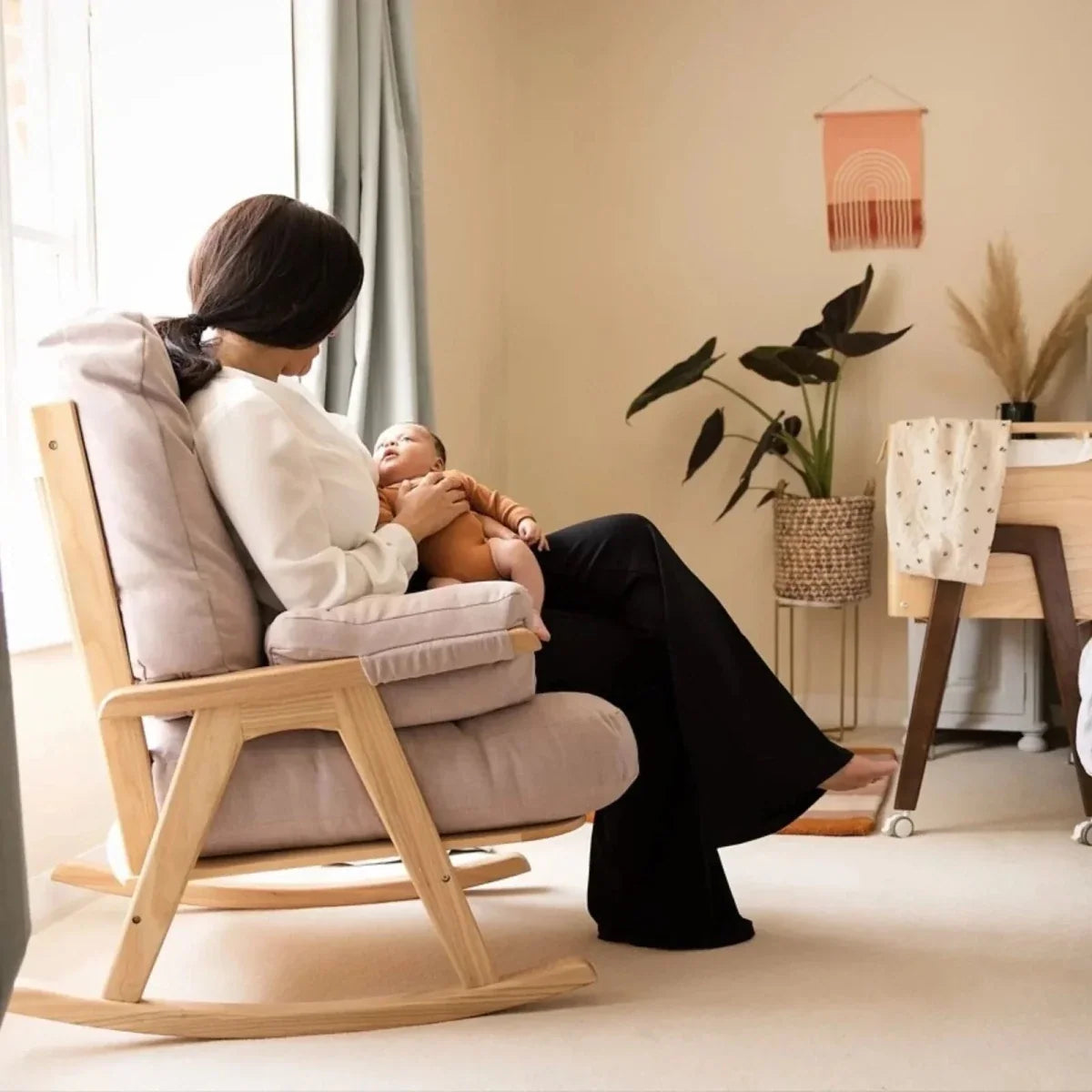 Gaia Baby Hera Rocking Chair - Natural Oak/Barley