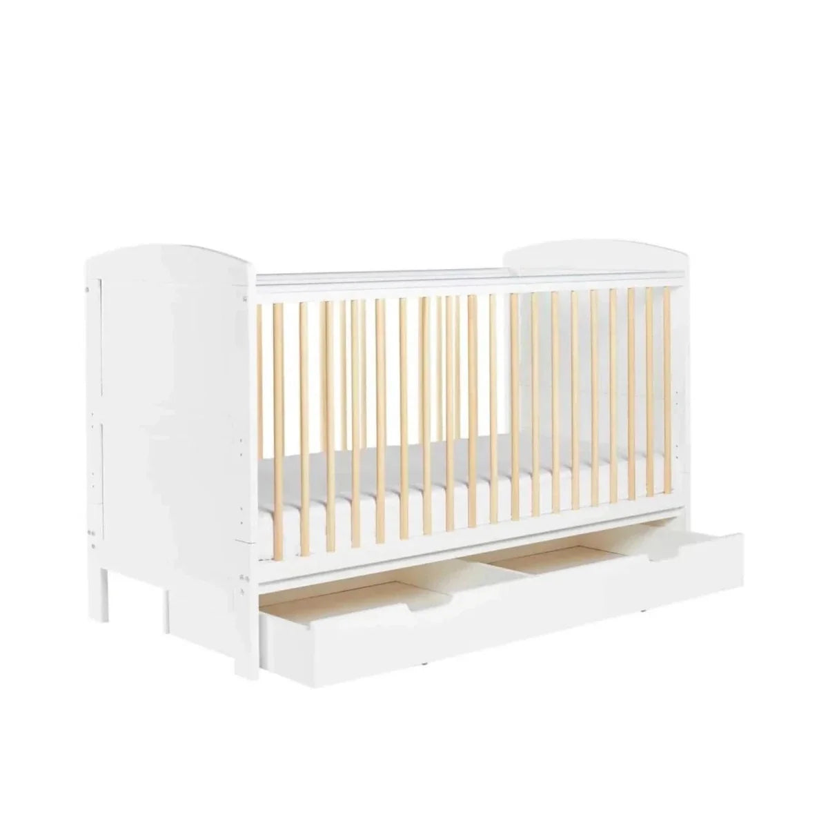 Ickle Bubba Coleby Scandi Cot Bed with Under Drawer Scandi White - Without Mattress