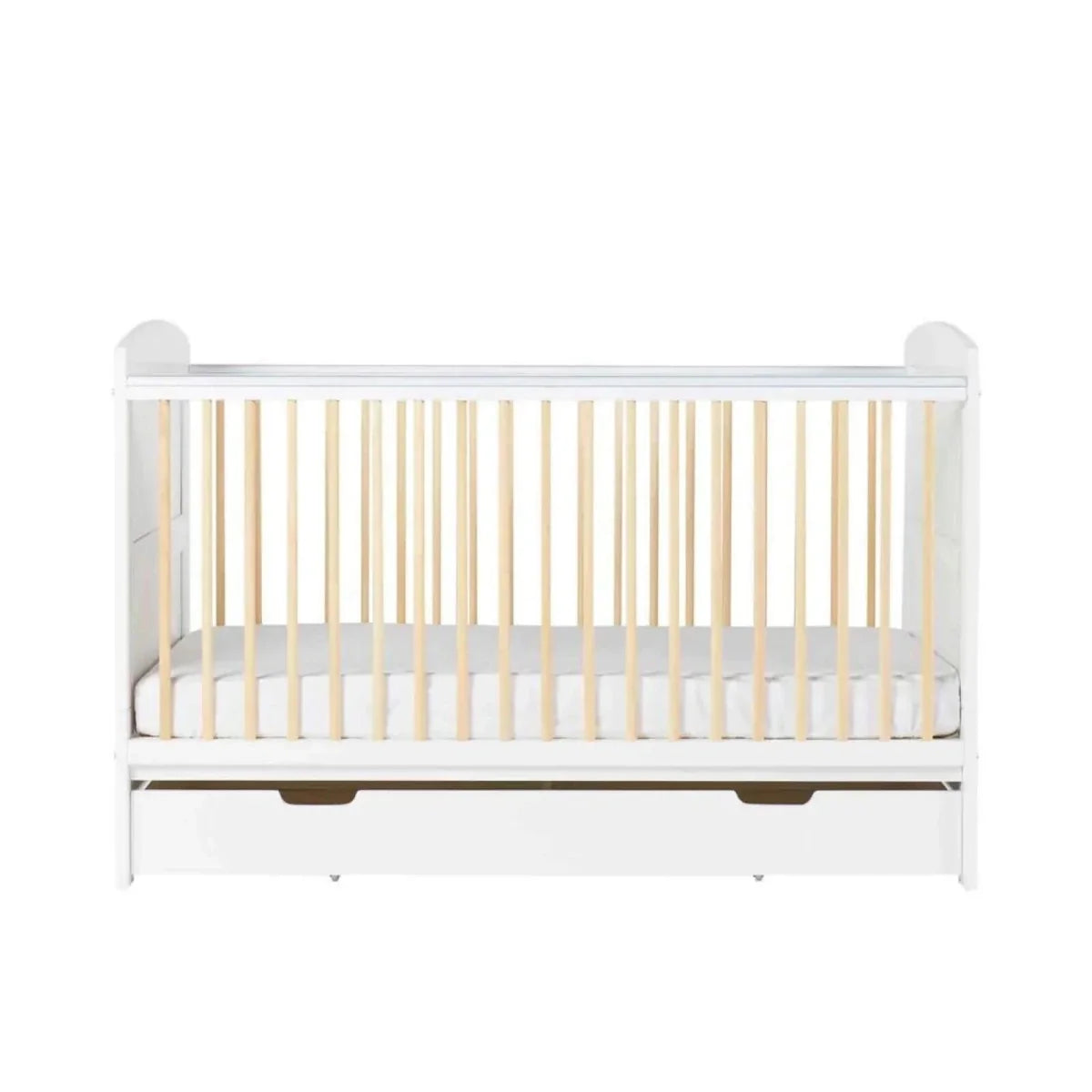 Ickle Bubba Coleby Scandi Cot Bed with Under Drawer Scandi White - Without Mattress