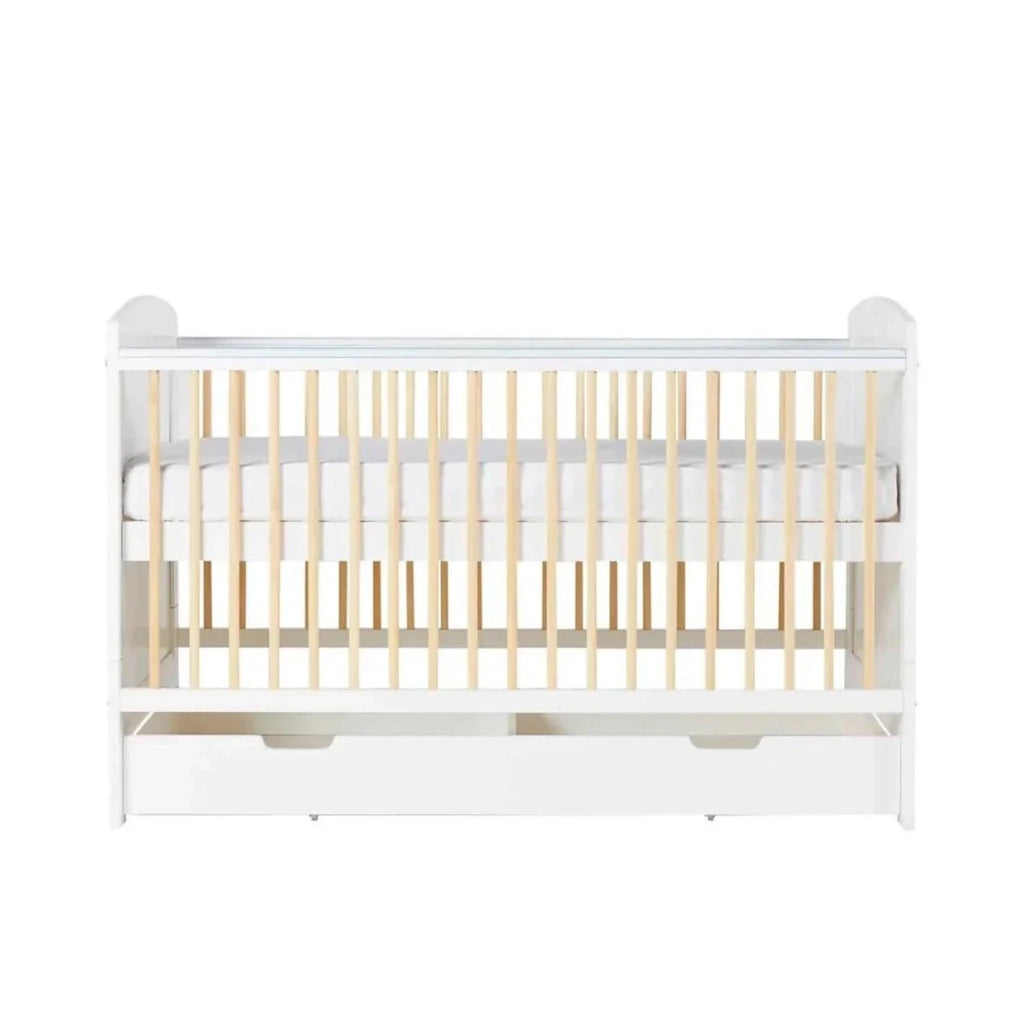 Ickle Bubba Coleby Scandi Cot Bed with Under Drawer Scandi White - Without Mattress