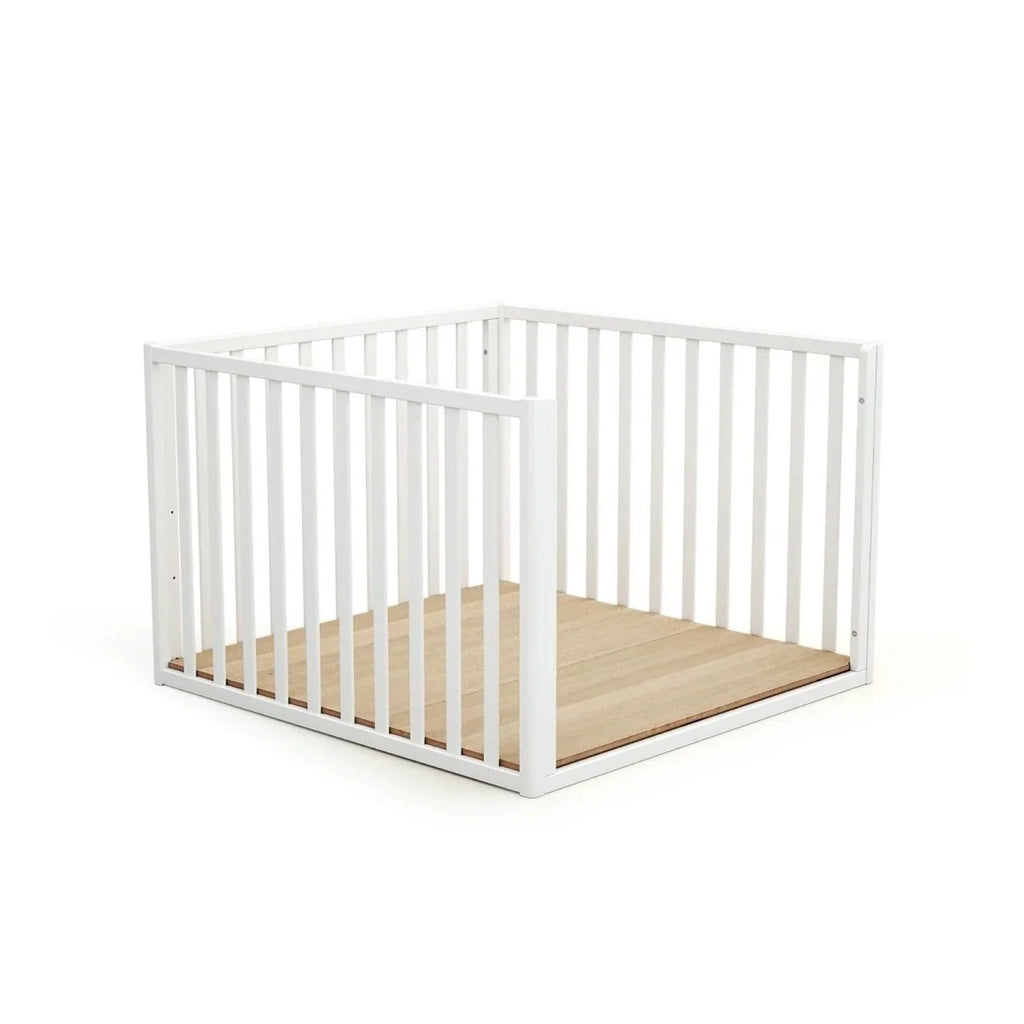 JuraBaby Kasa Convertible Wooden Playpen - White