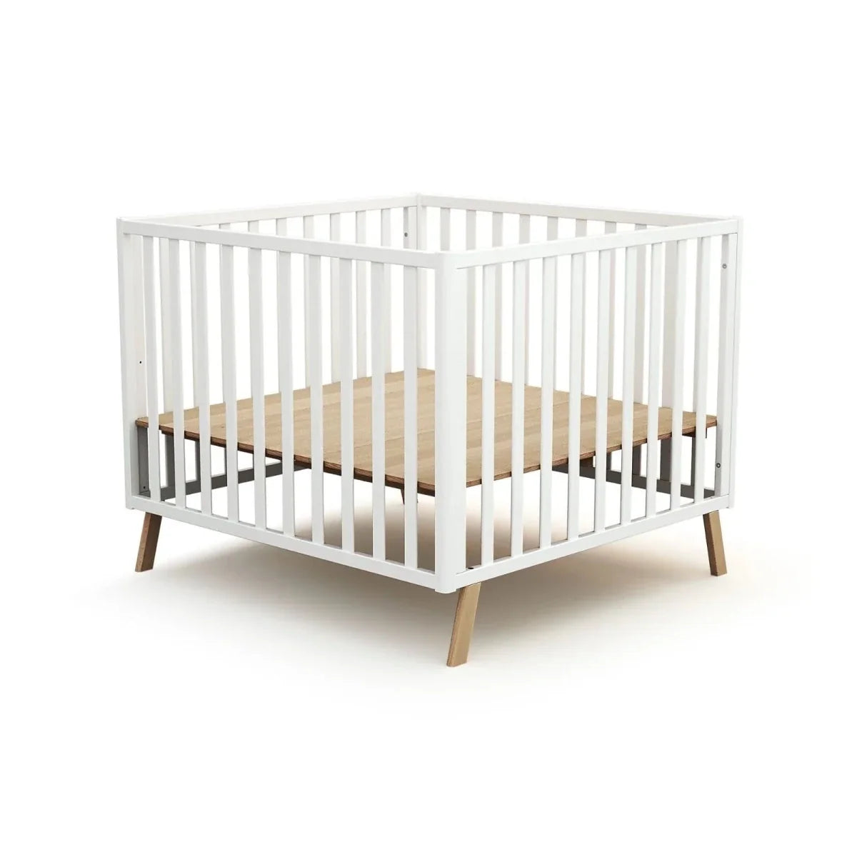 JuraBaby Kasa Convertible Wooden Playpen - White