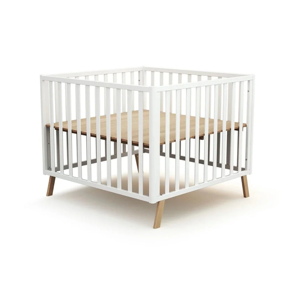 JuraBaby Kasa Convertible Wooden Playpen - White