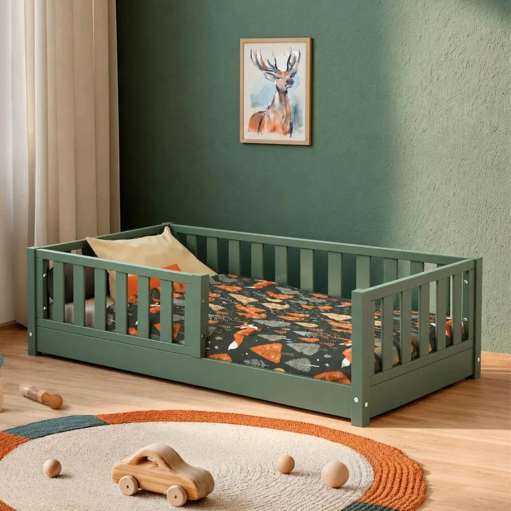 JuraBaby Sonho Mini Wooden Floor Bed 70x140cm - Sage Green