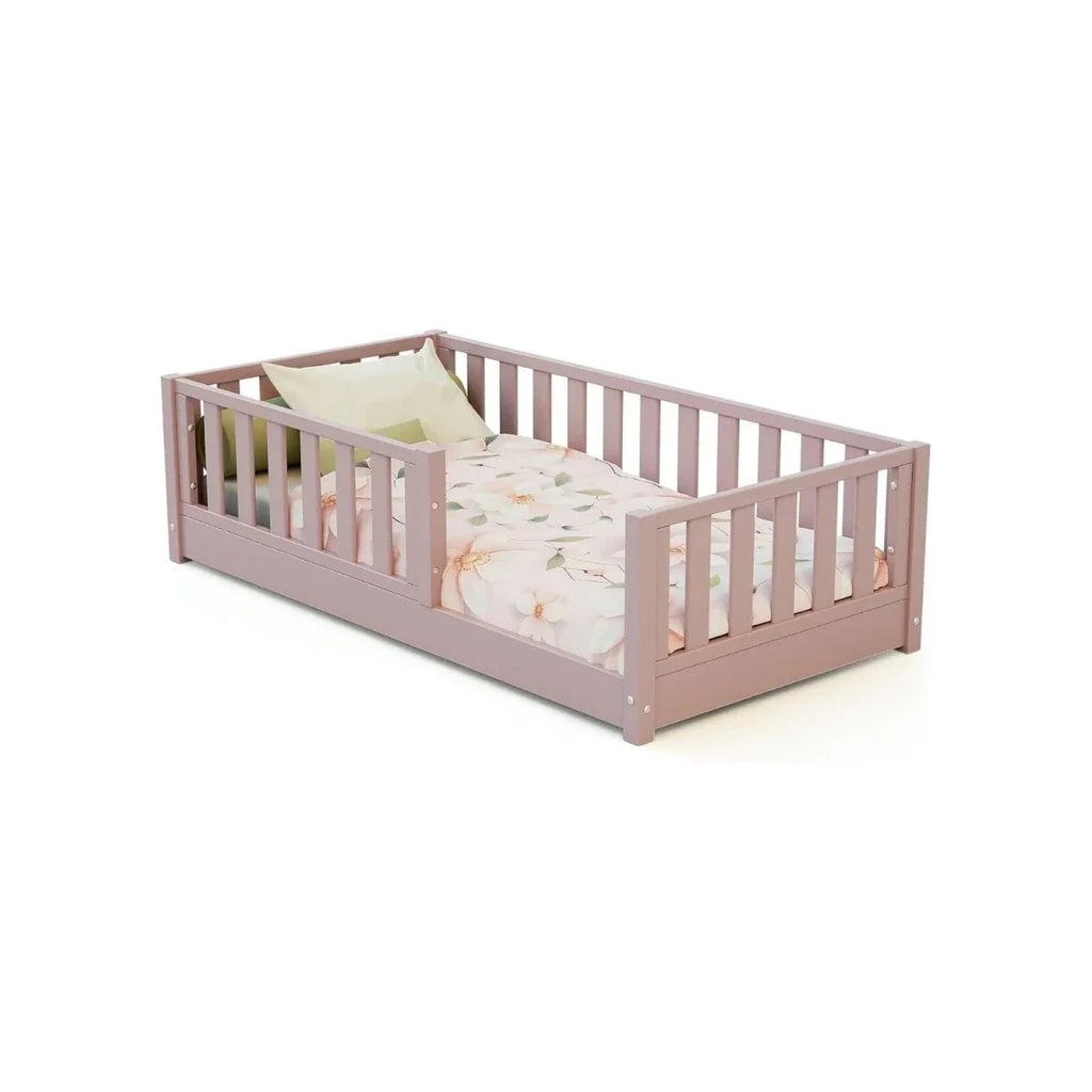 JuraBaby Sonho Mini Wooden Floor Bed 70x140cm - Powder Pink
