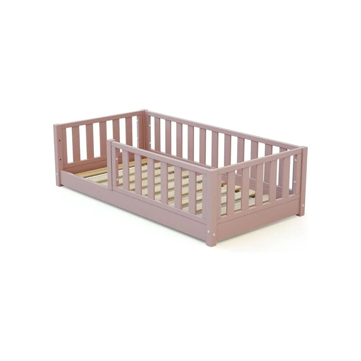 JuraBaby Sonho Mini Wooden Floor Bed 70x140cm - Powder Pink