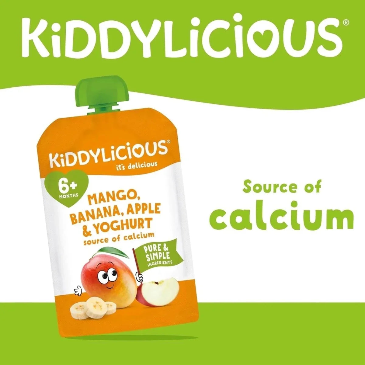 Kiddylicious Pouches Mango Yogurt 6+ months 100g