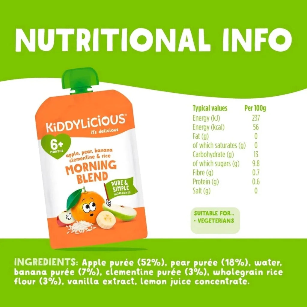 Kiddylicious Pouches Morning Blend Clementine Rice 6+ months 100g