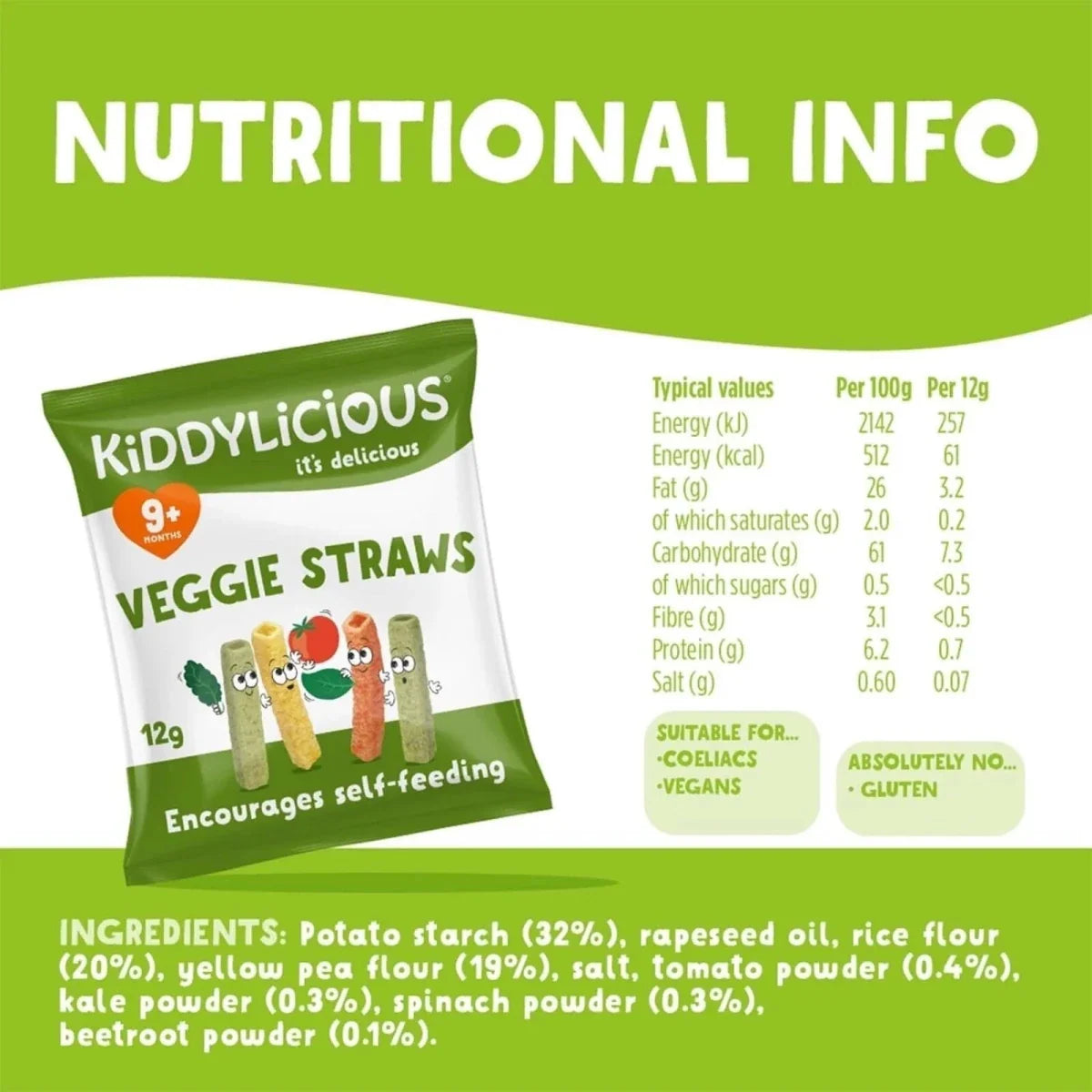 Kiddylicious Veggie Straws 9+ months 12g