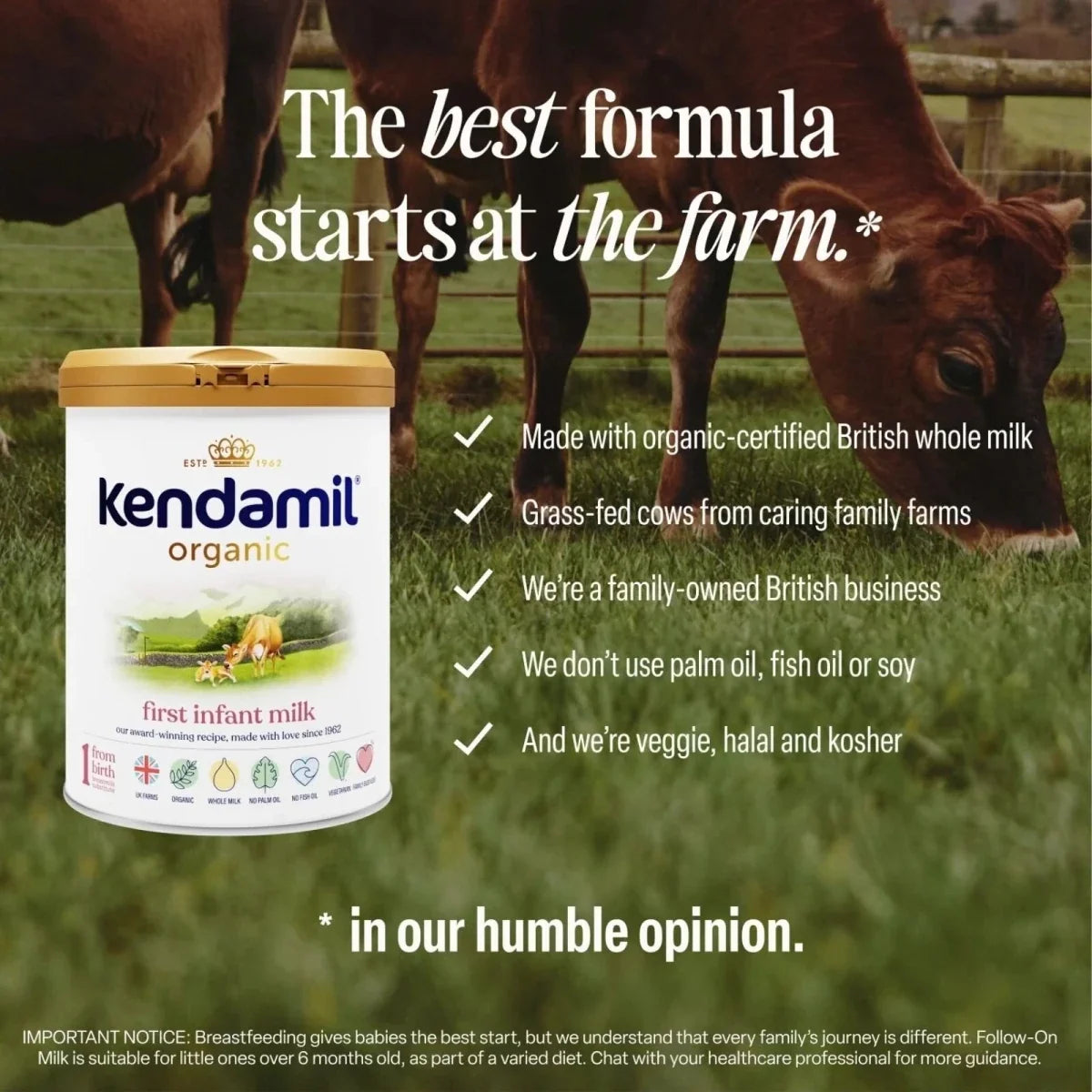 Kendamil Stage 1 Organic First Infant Milk Formula from Birth 800g