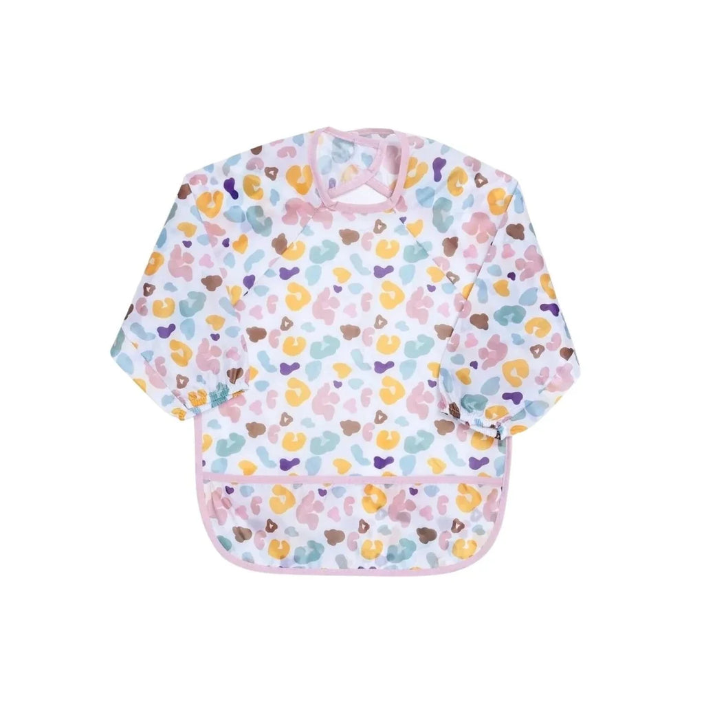 Messy Duck Long Sleeve Baby Coverall Bib - Leopard