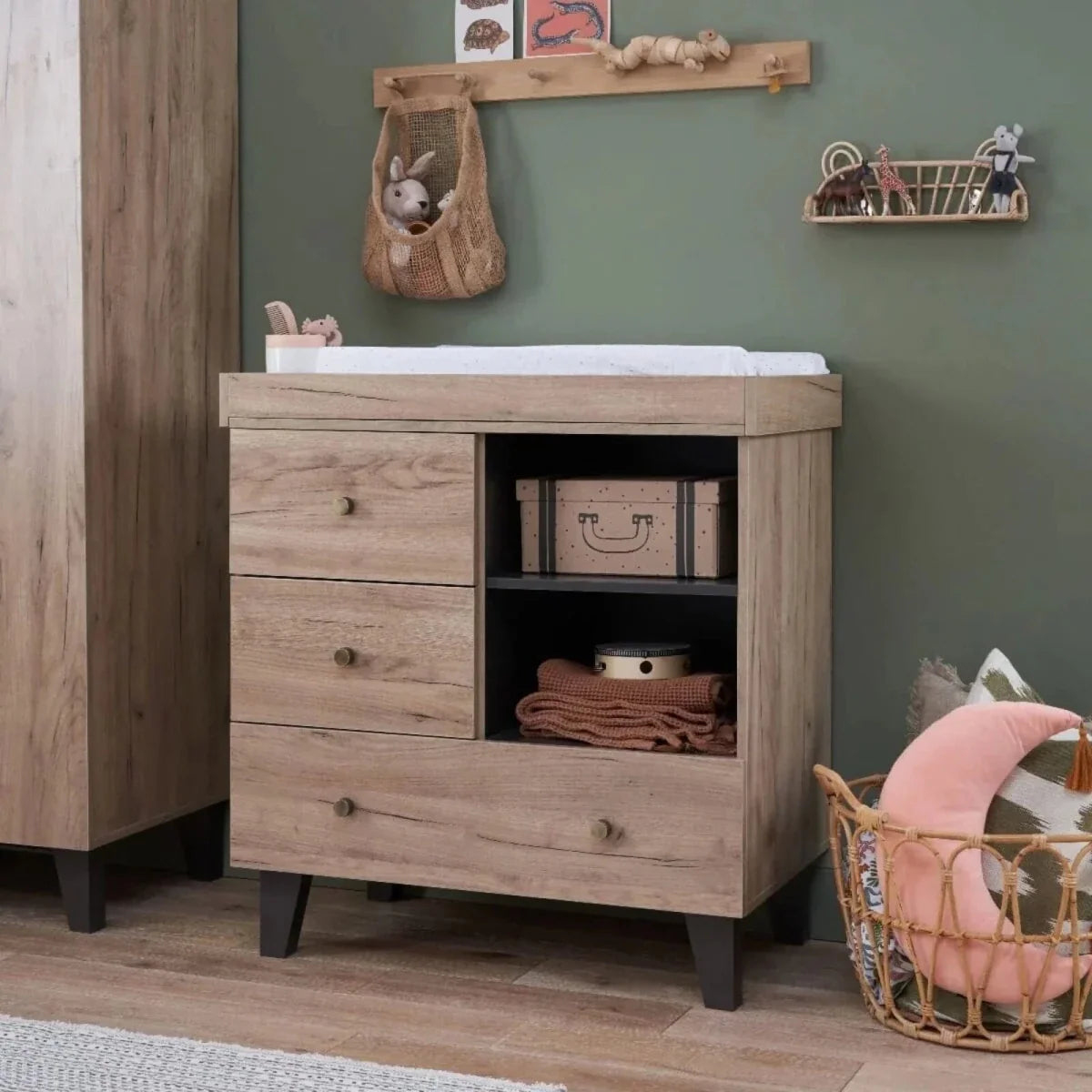 Tutti Bambini Como Chest Changer - Distressed Oak/Slate Grey
