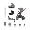 Venicci Claro 2 4-in-1 10 piece Luxury Bundle - Black/Fog