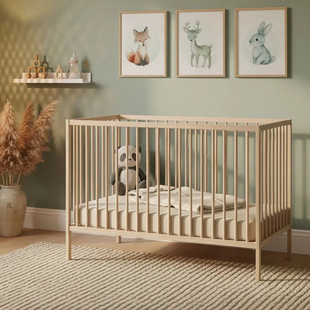 WeBaby One Wooden Cot Bed 60x120cm - Raw Beech
