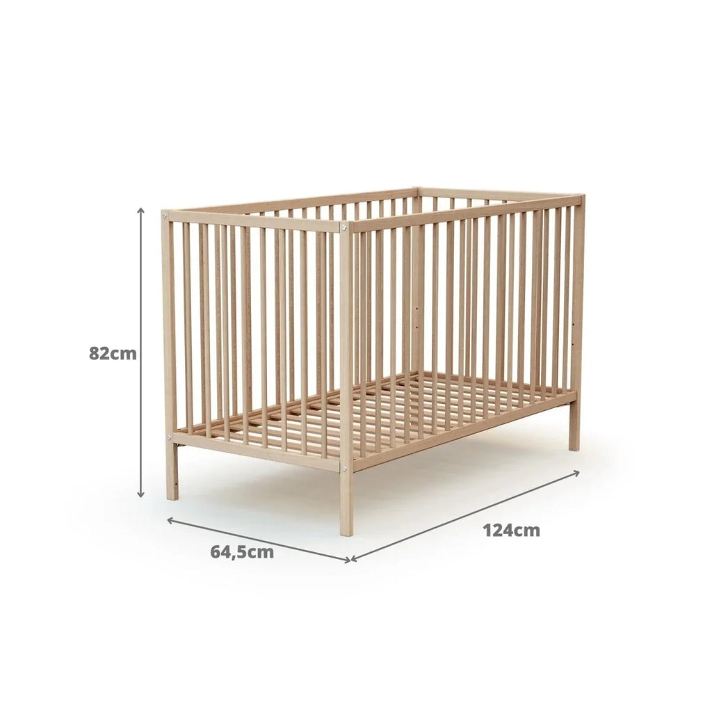 WeBaby One Wooden Cot Bed 60x120cm - Raw Beech