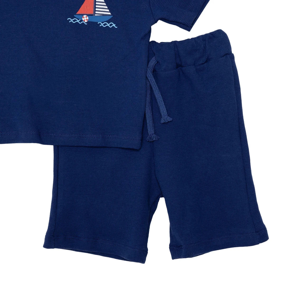 HelloBaby Short Sleeve Waffle Baby T-Shirt & Shorts Set (6-9 Months to 4-5 Years) - Navy Blue